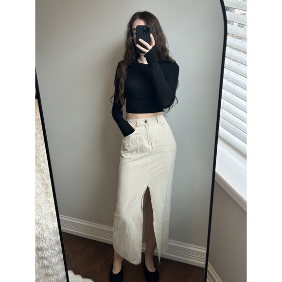 H&M Linen-Blend Midi Skirt Size 6 – Lightweight Breathable Summer Essential - Picture 9 of 13